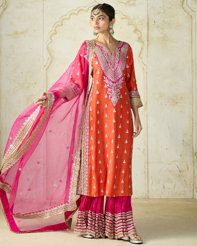 Orange Fitoor Sharara Set