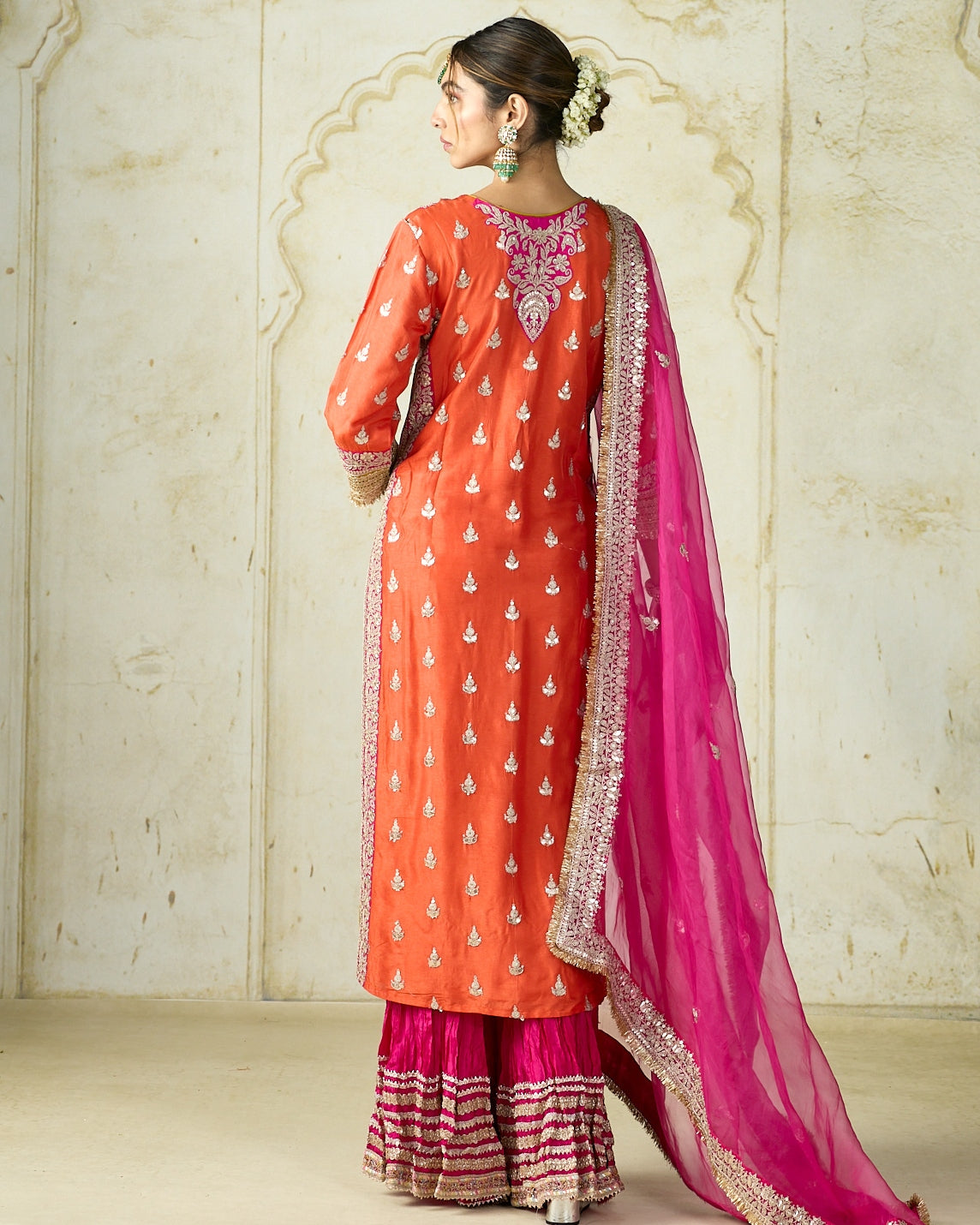 Orange Fitoor Sharara Set