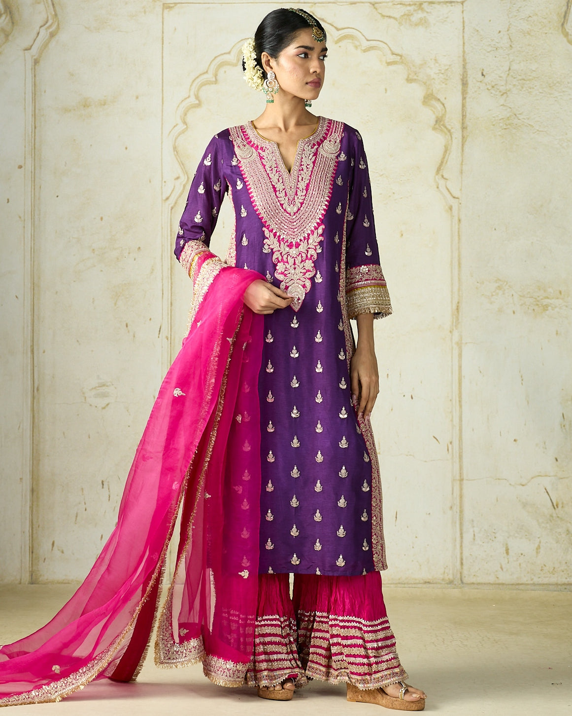 Purple Fitoor Sharara Set