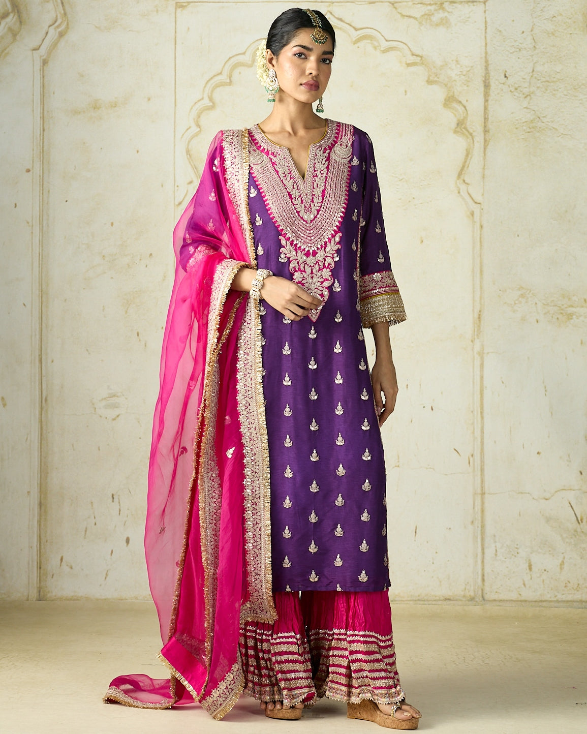 Purple Fitoor Sharara Set