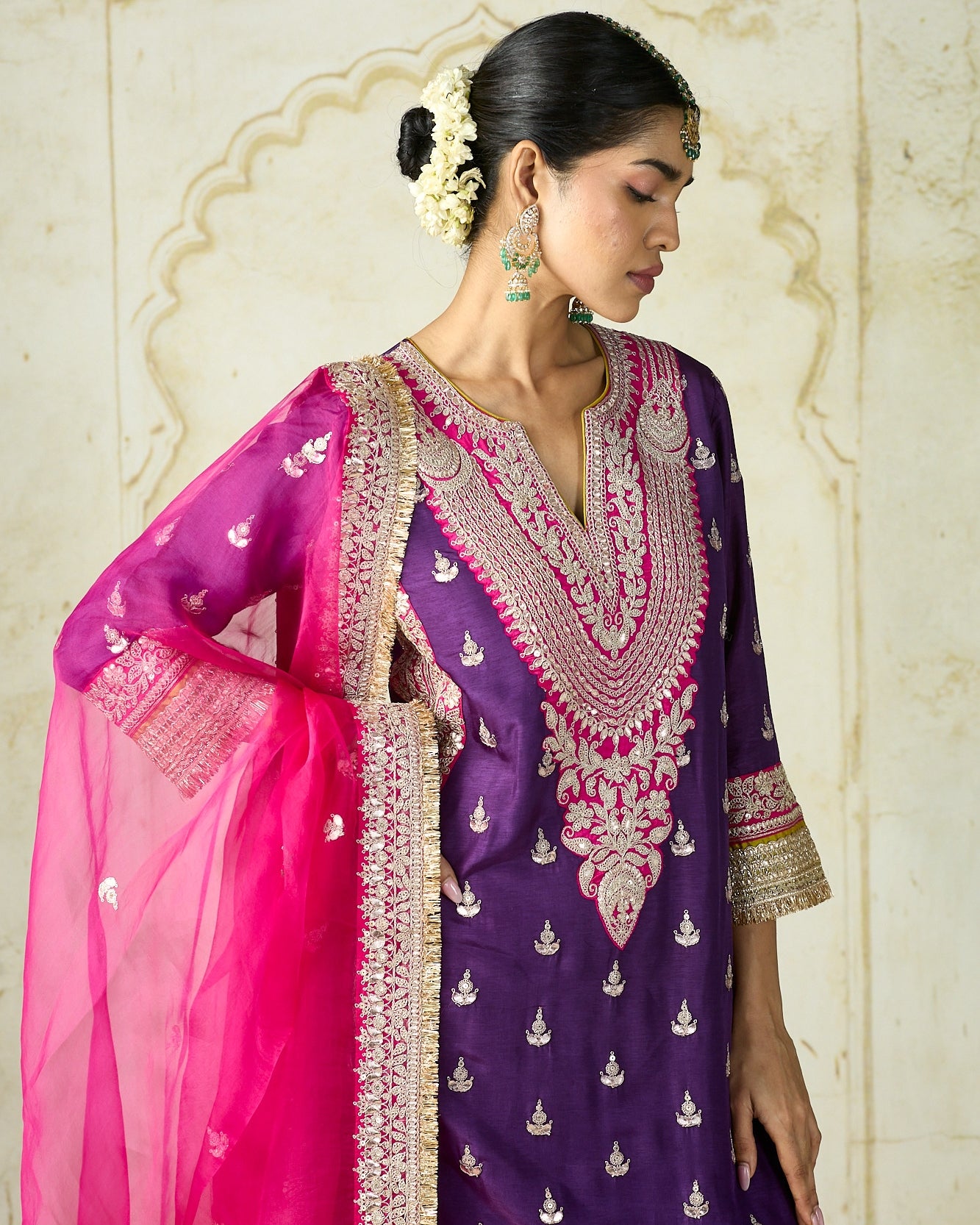 Purple Fitoor Sharara Set