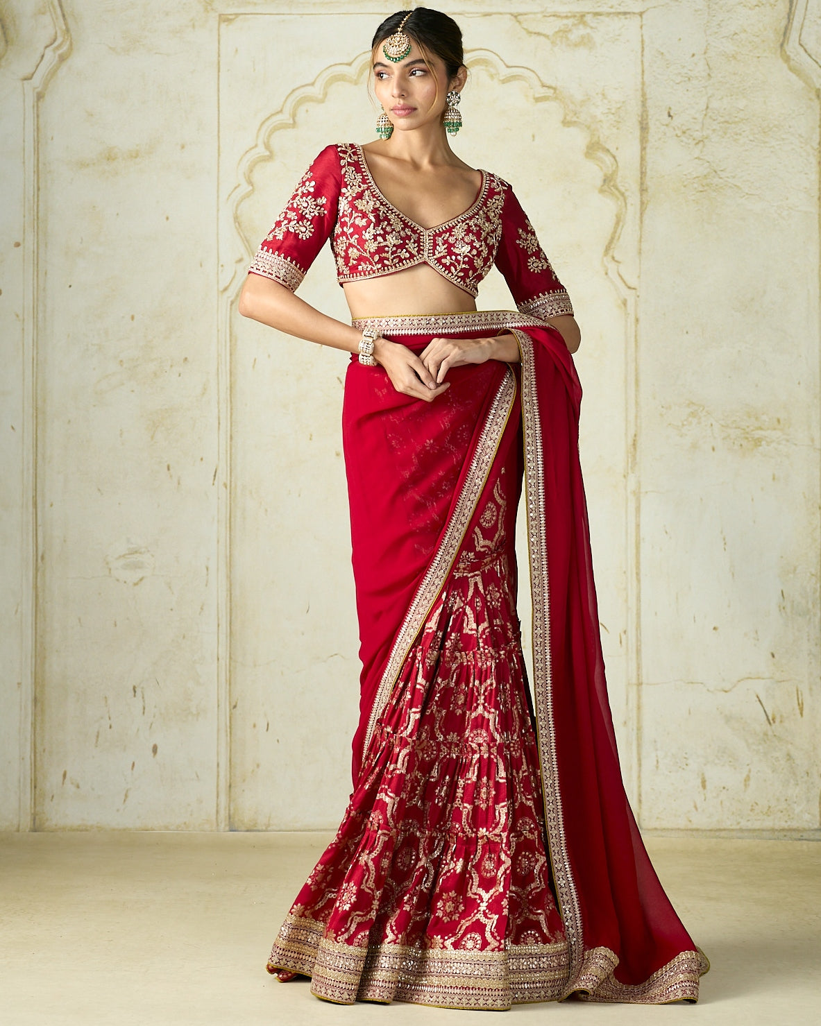 Red Ruqqayah Saree Set
