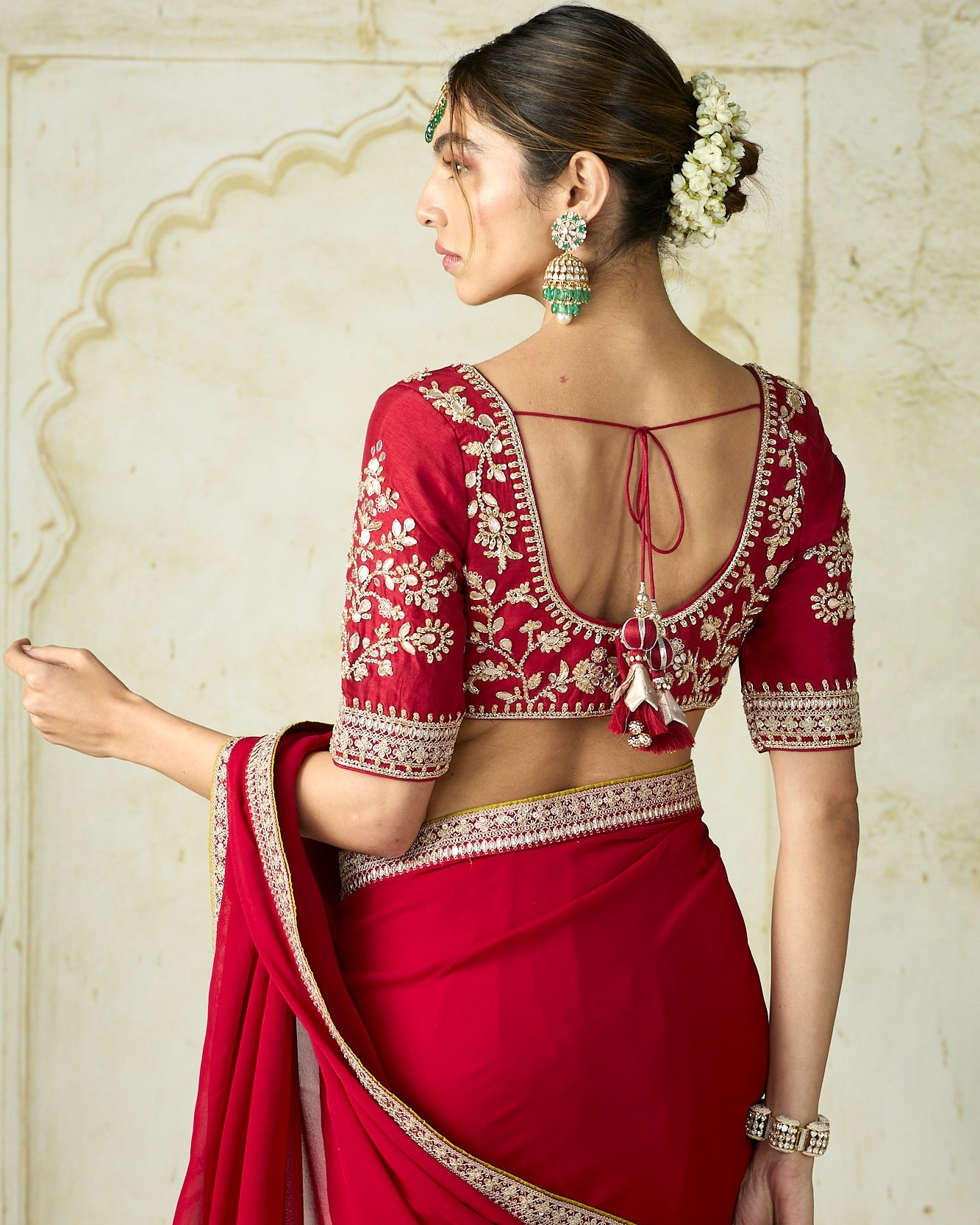 Red Ruqqayah Saree Set