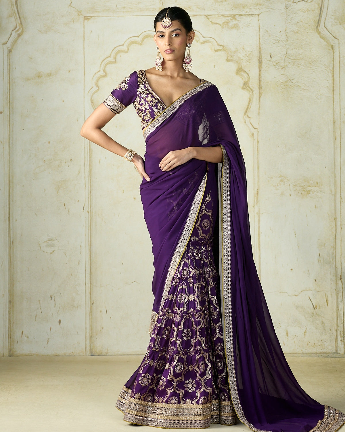 Purple Ruqqayah Saree Set