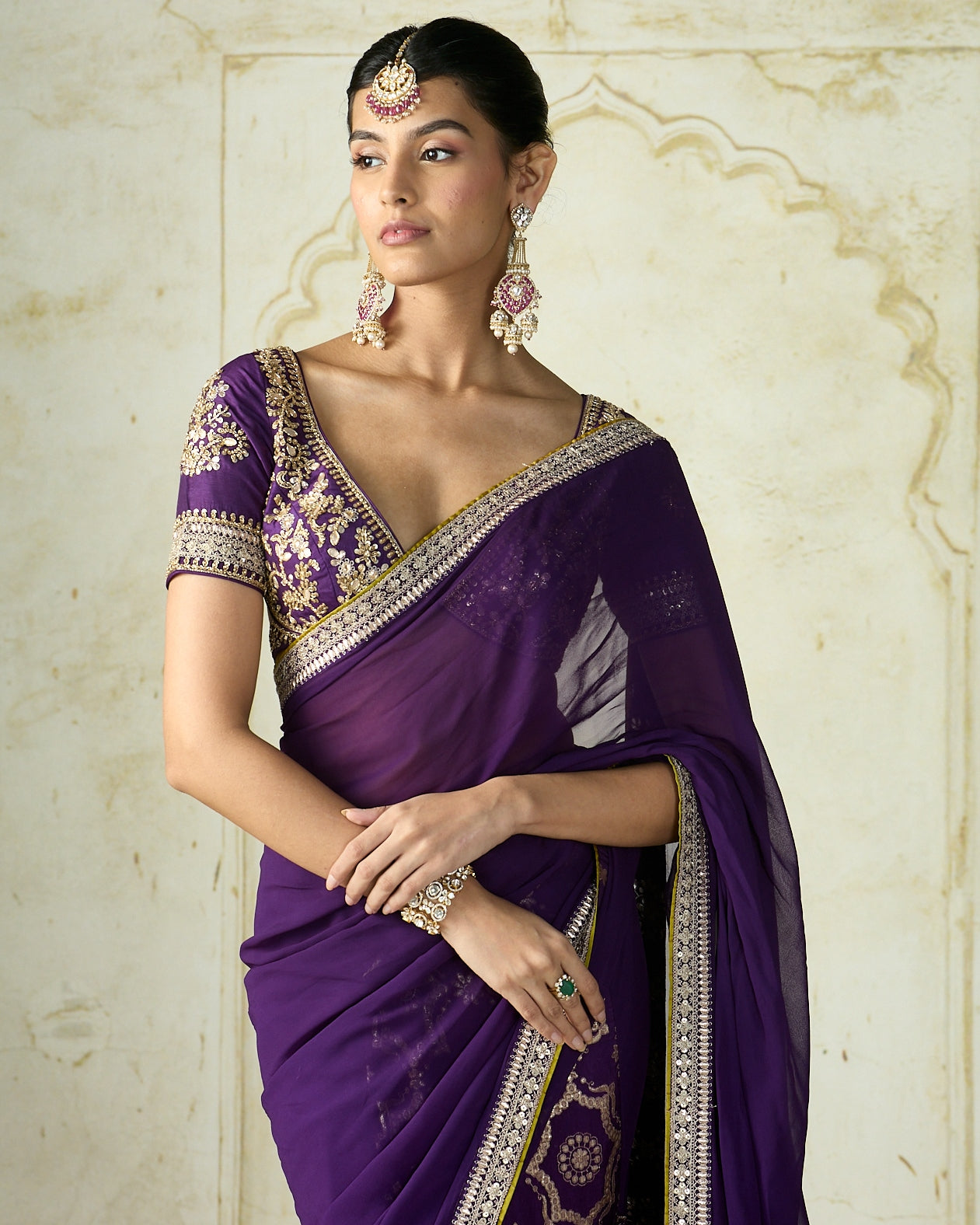 Purple Ruqqayah Saree Set