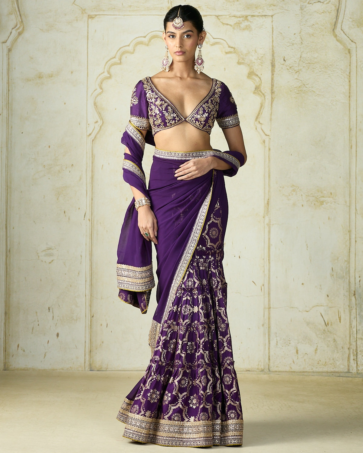 Purple Ruqqayah Saree Set