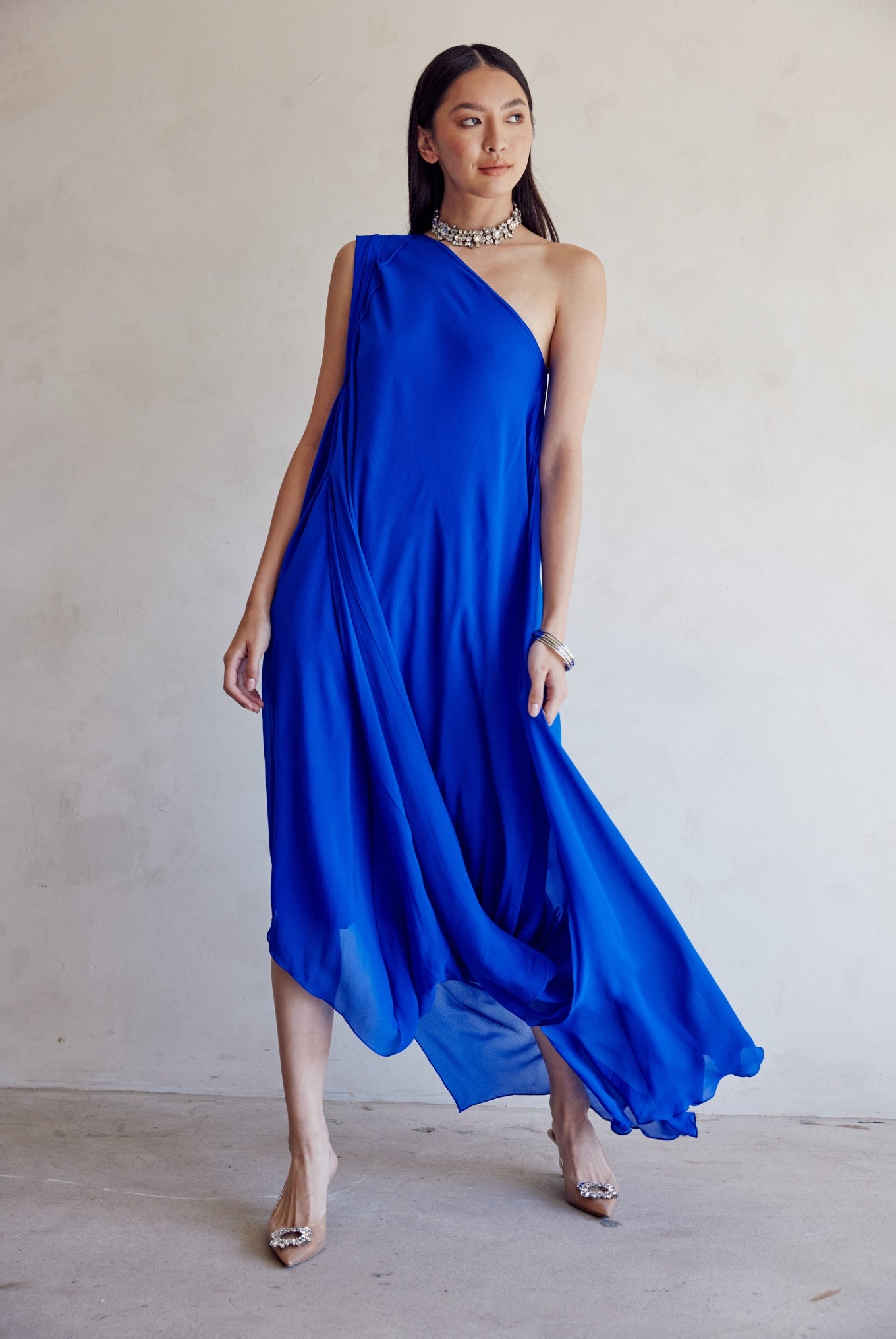 Indigo One Shoulder Dress