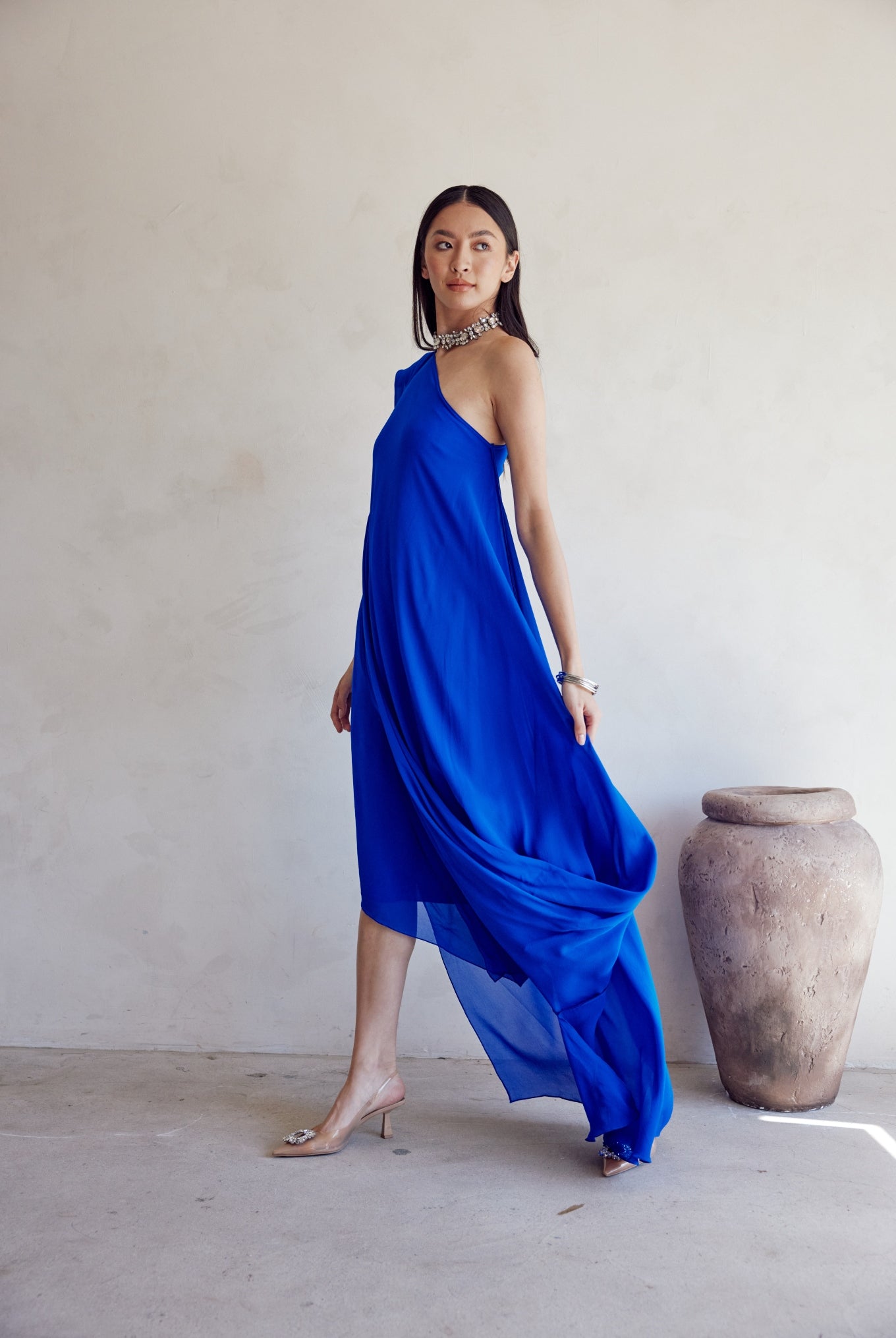 Indigo One Shoulder Dress