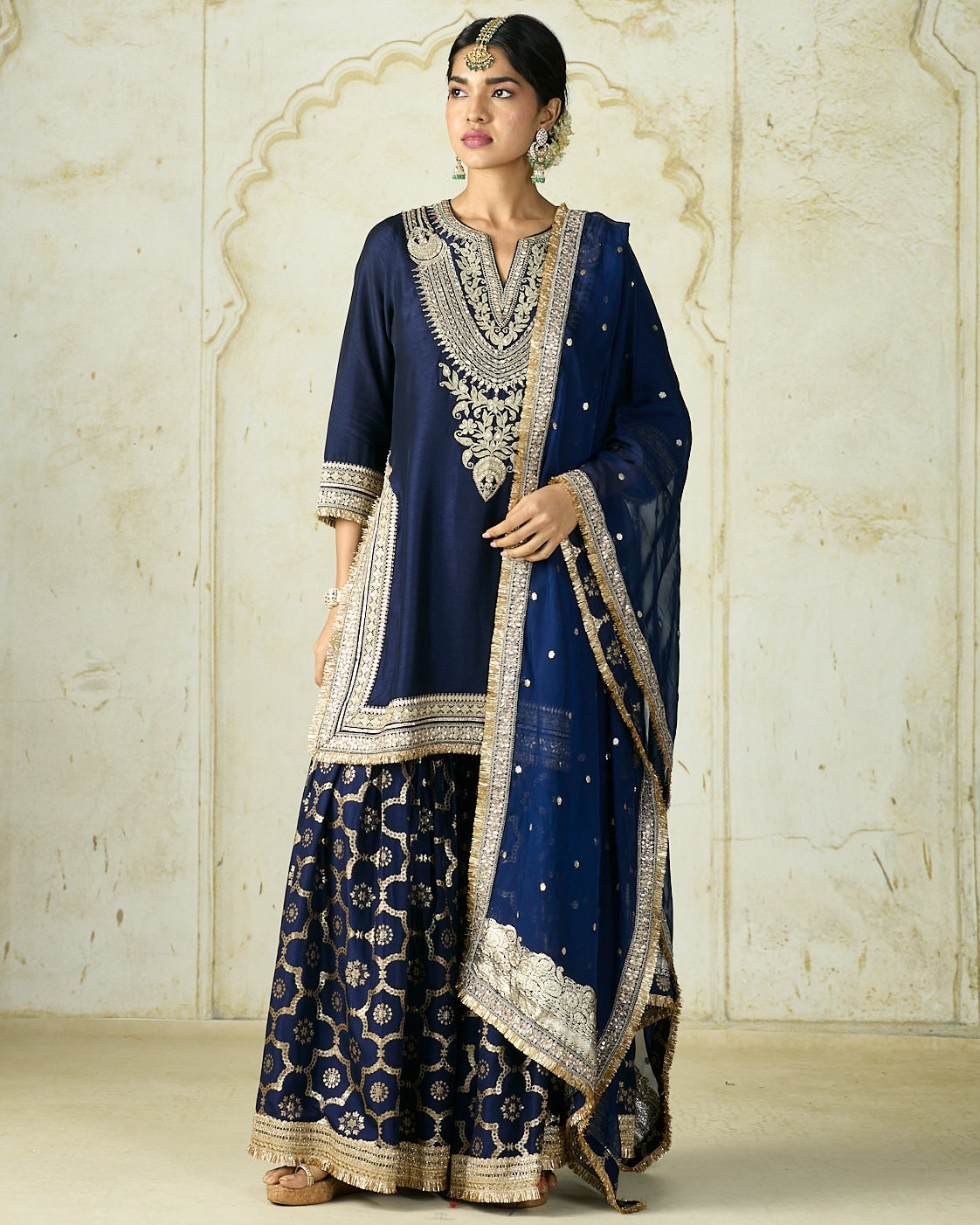 Navy Ameena Sharara Set