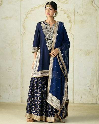 Navy Ameena Sharara Set