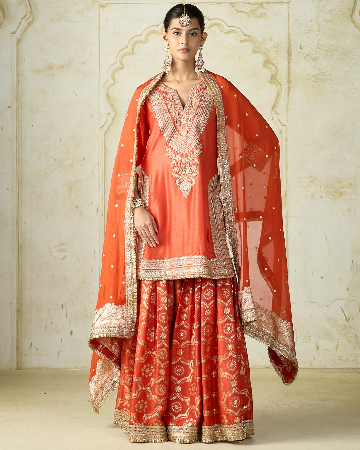 Orange Ameena Sharara Set