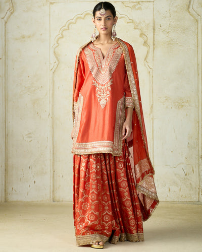 Orange Ameena Sharara Set