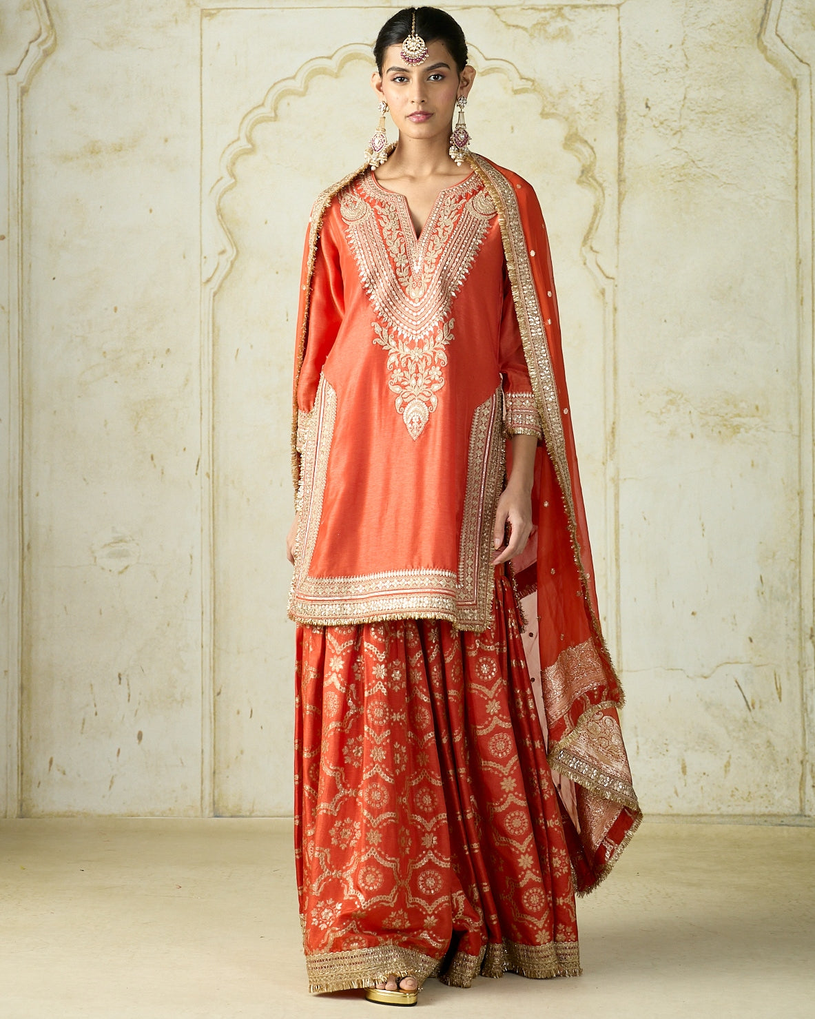 Orange Ameena Sharara Set