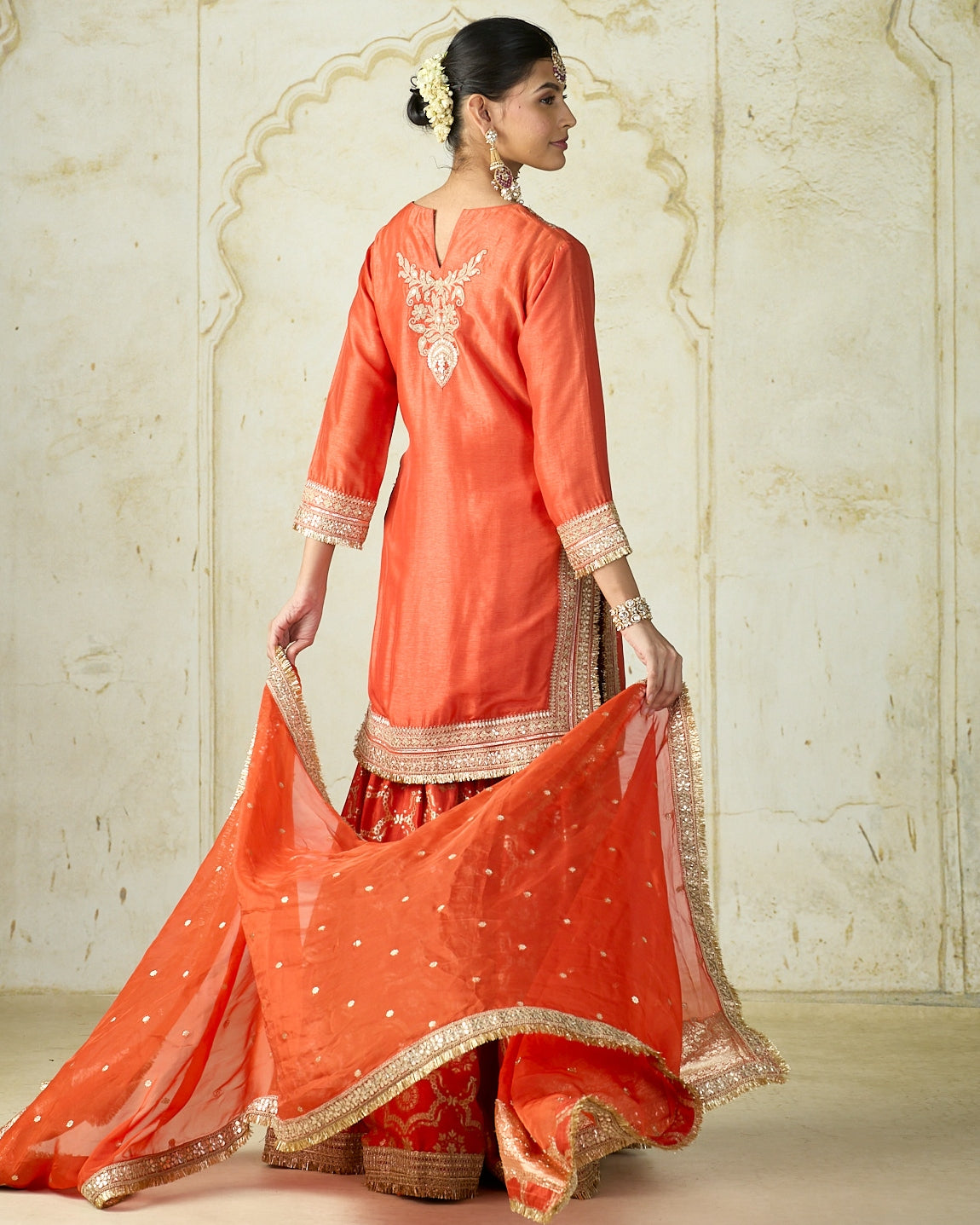 Orange Ameena Sharara Set