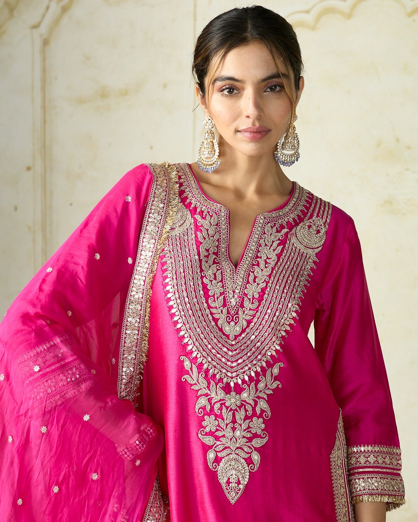 Rani Pink Ameena Sharara Set