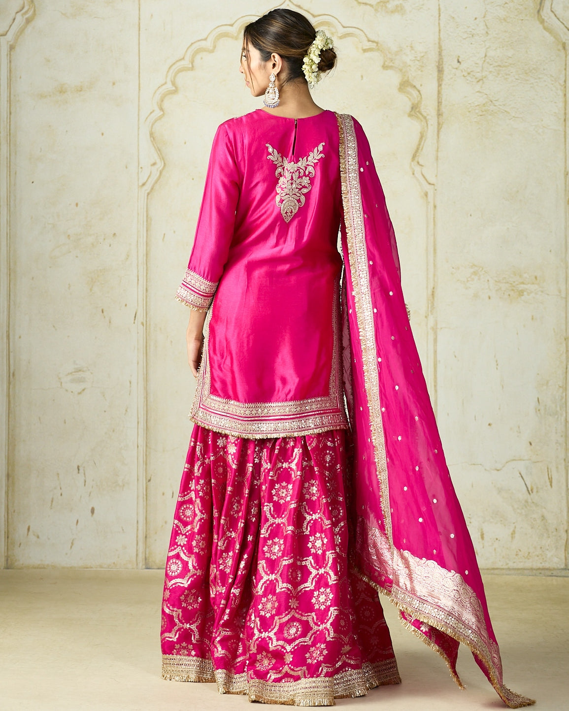 Rani Pink Ameena Sharara Set
