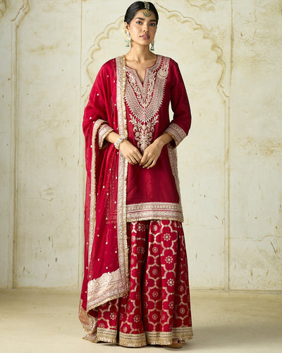 Red Ameena Sharara Set