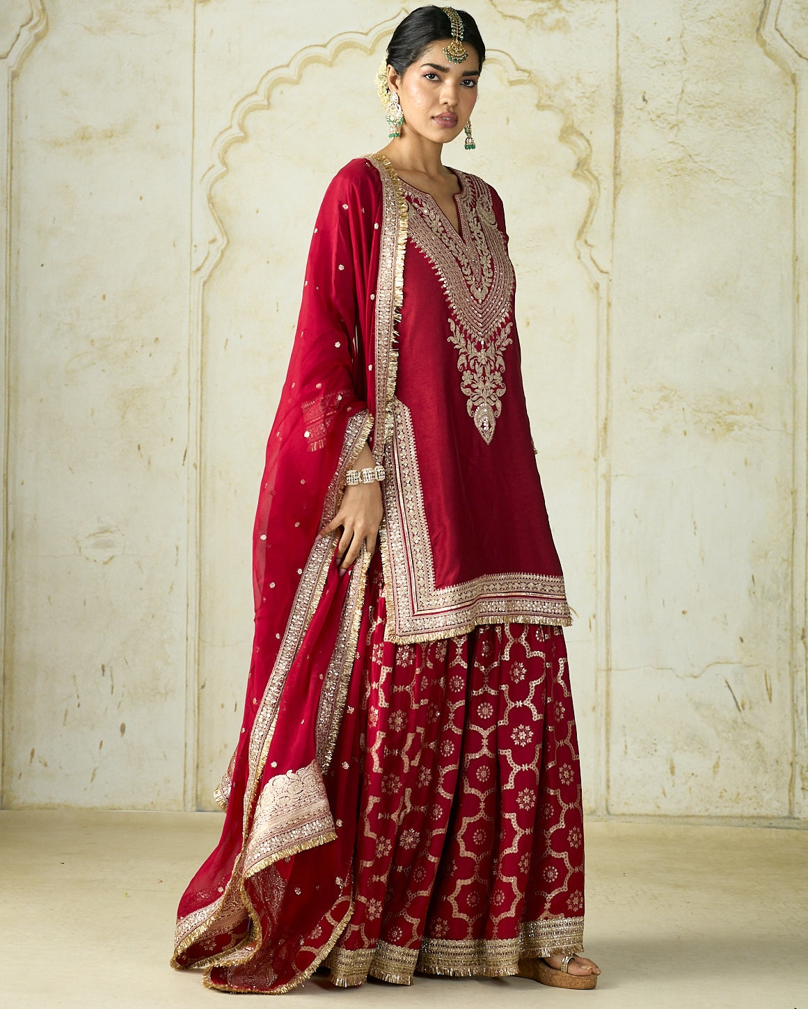 Red Ameena Sharara Set