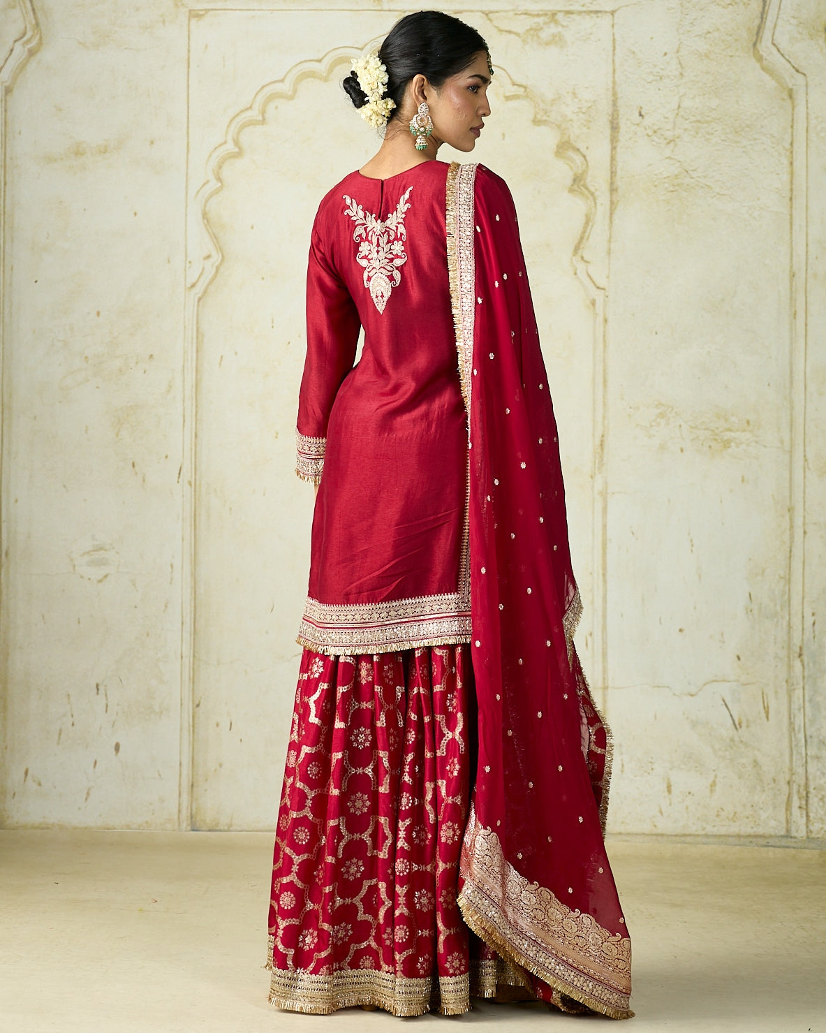 Red Ameena Sharara Set