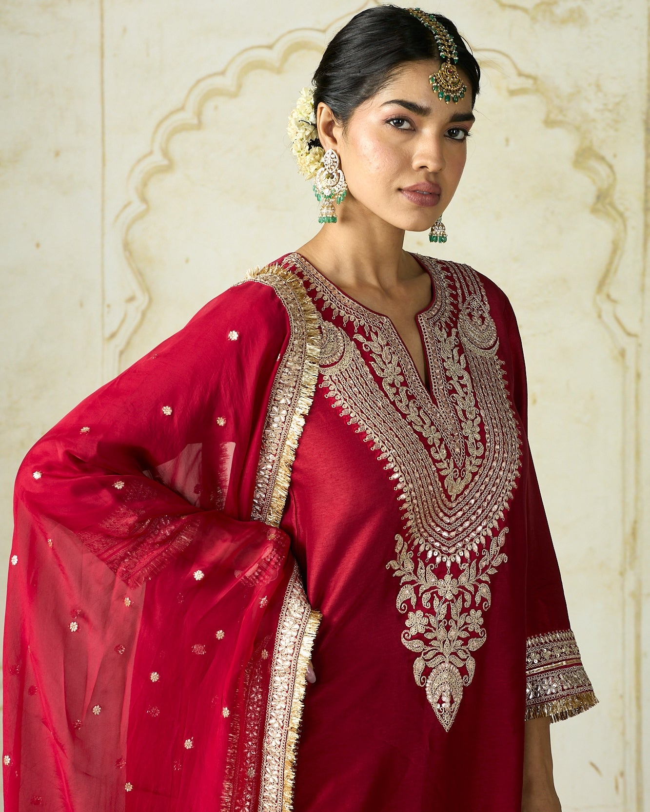 Red Ameena Sharara Set