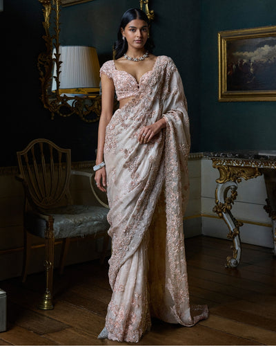 Rose Gold Sequin Sari Set