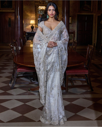 Champagne Zardosi Sari Set