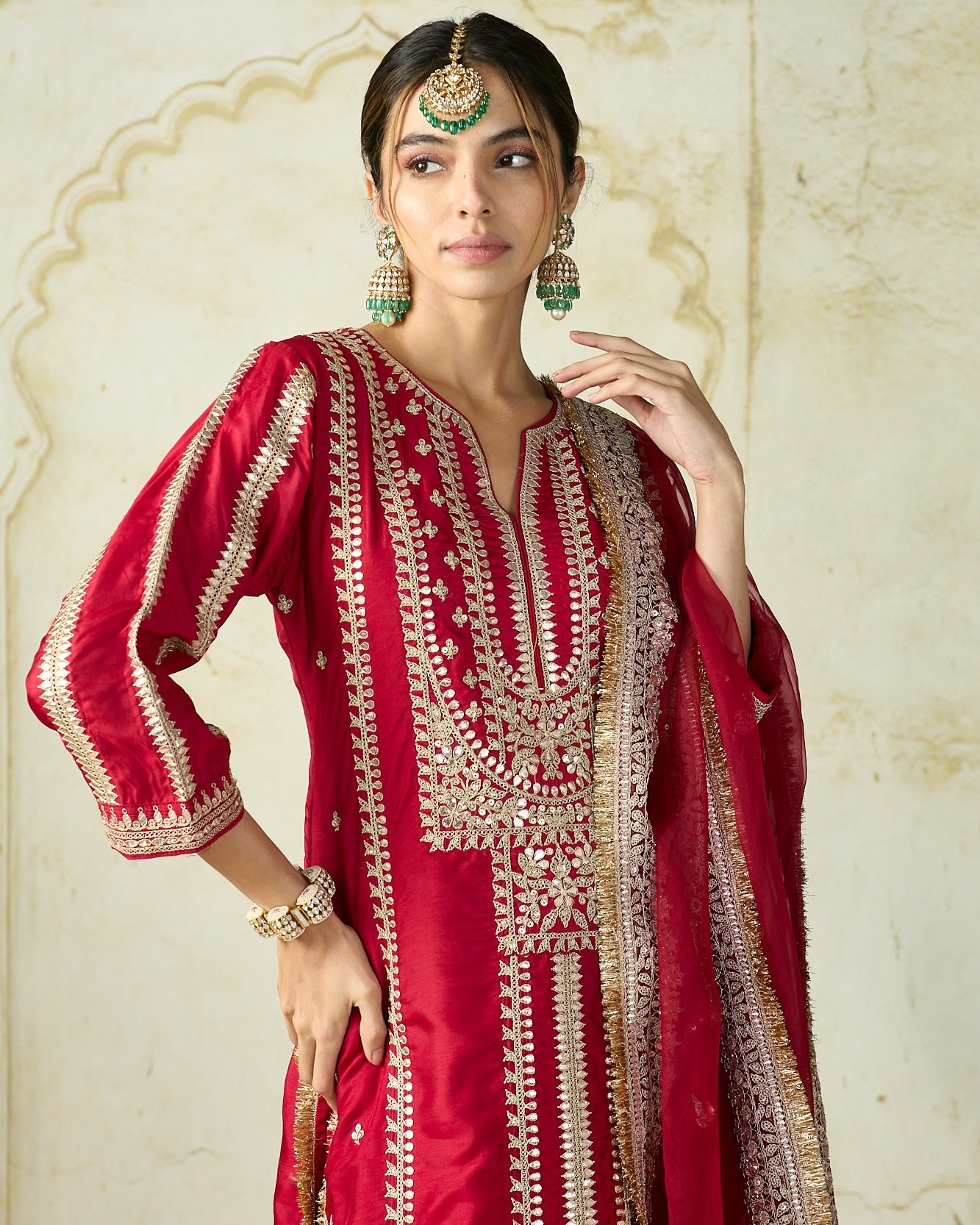 Red Lakshmi Kurta Set