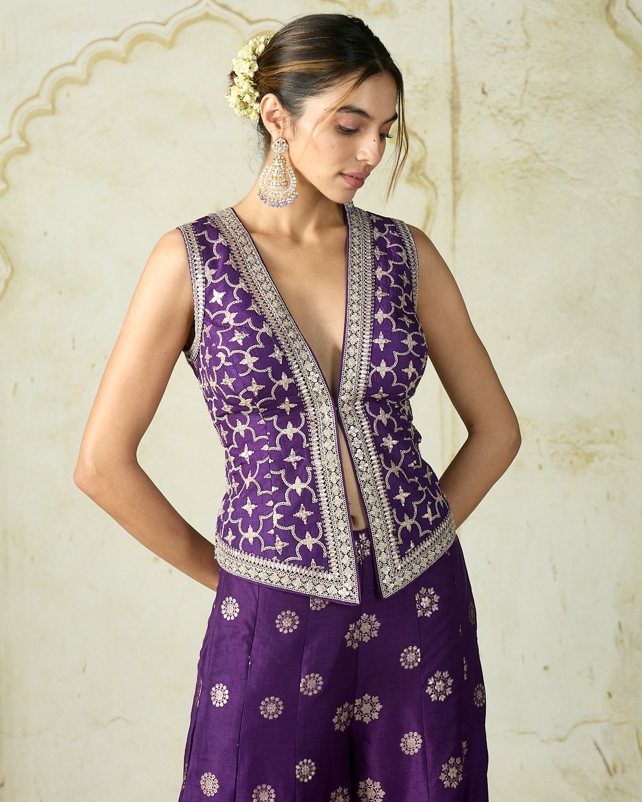 Purple Mizna Pant Set