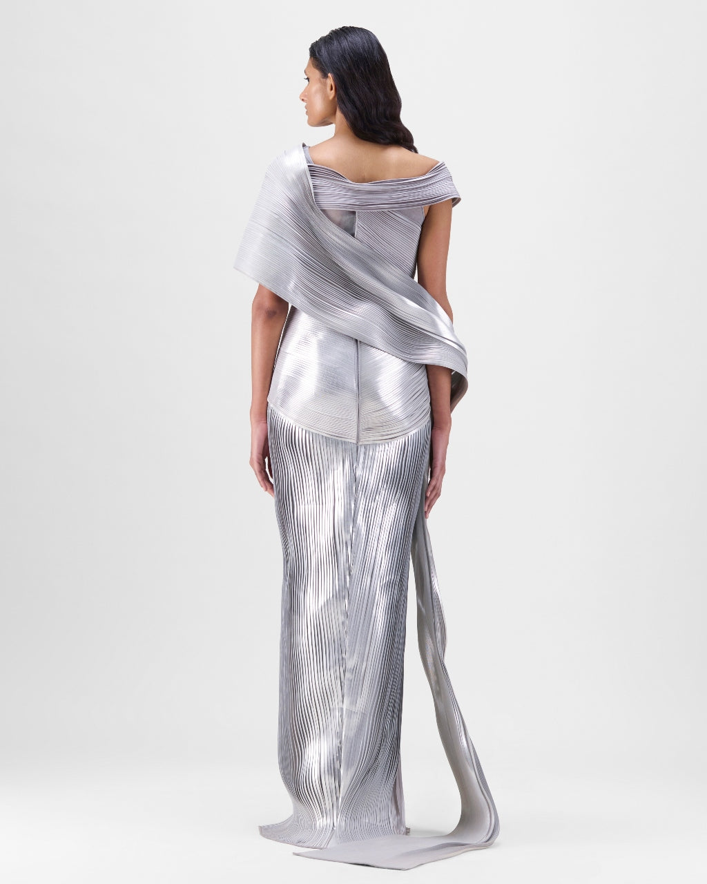 Steel Strata Micro Pleated Sari Set