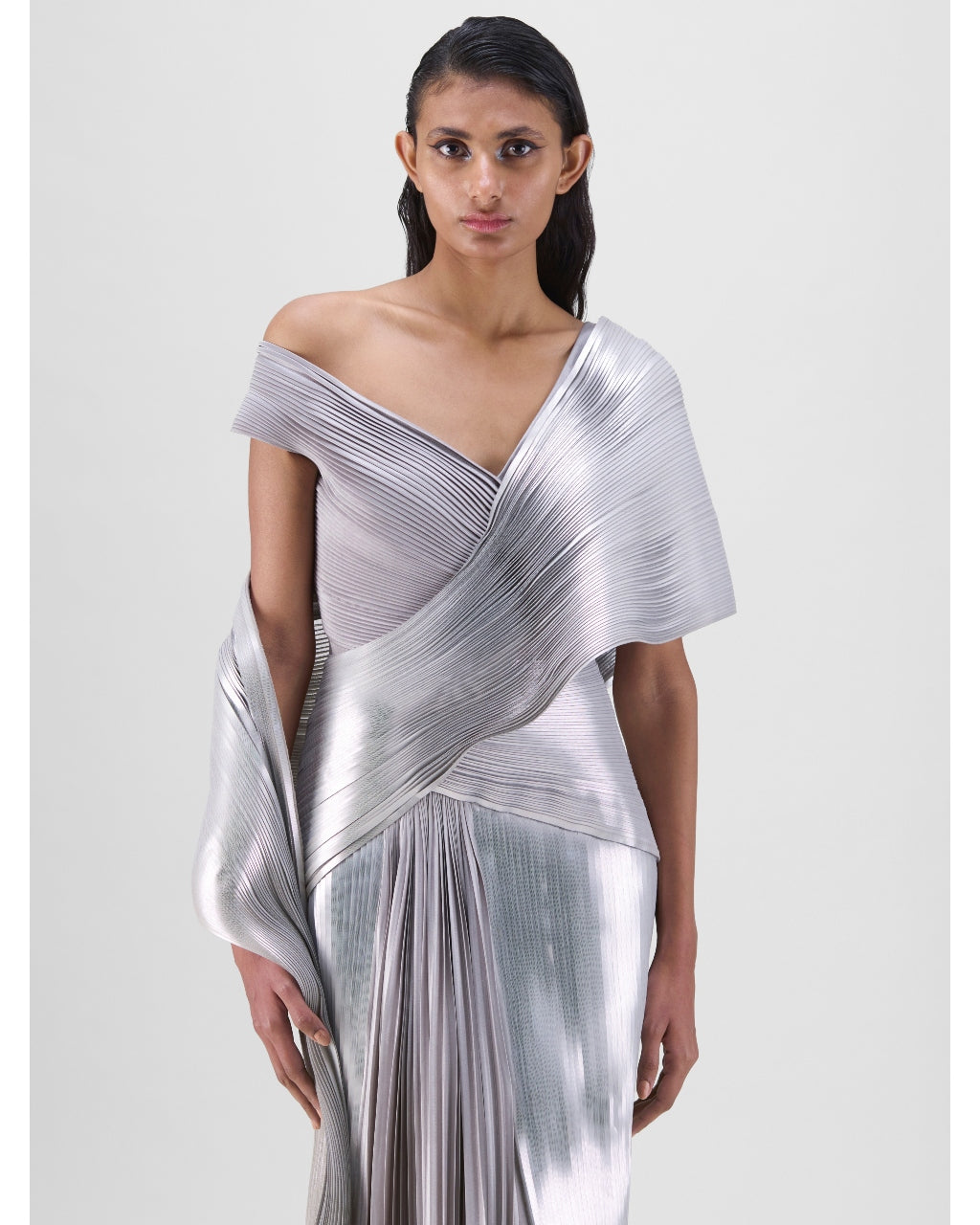 Steel Strata Micro Pleated Sari Set