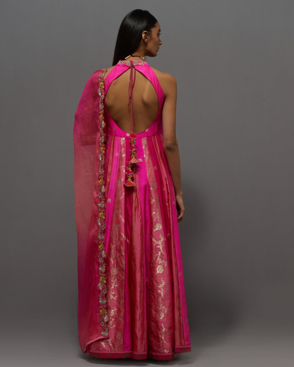 IRA PINK ANARKALI georgette fabric anarkali in baby pink colour. Tussles in  the back to mak… | Designer dresses indian, Back dress design, Traditional  indian dress