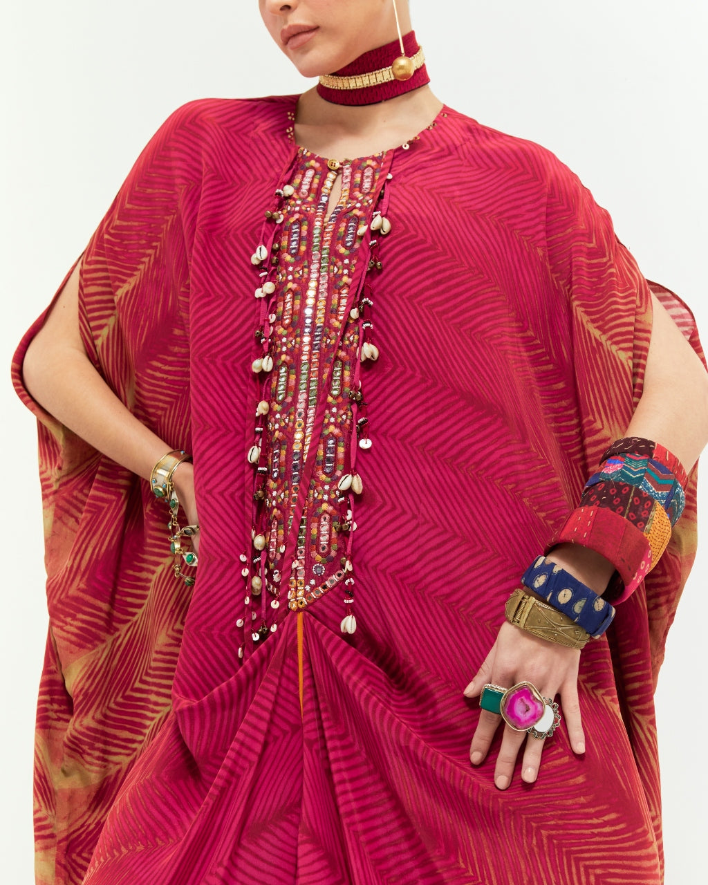 Shocking Pink Ritu Kaftaan Tunic Set