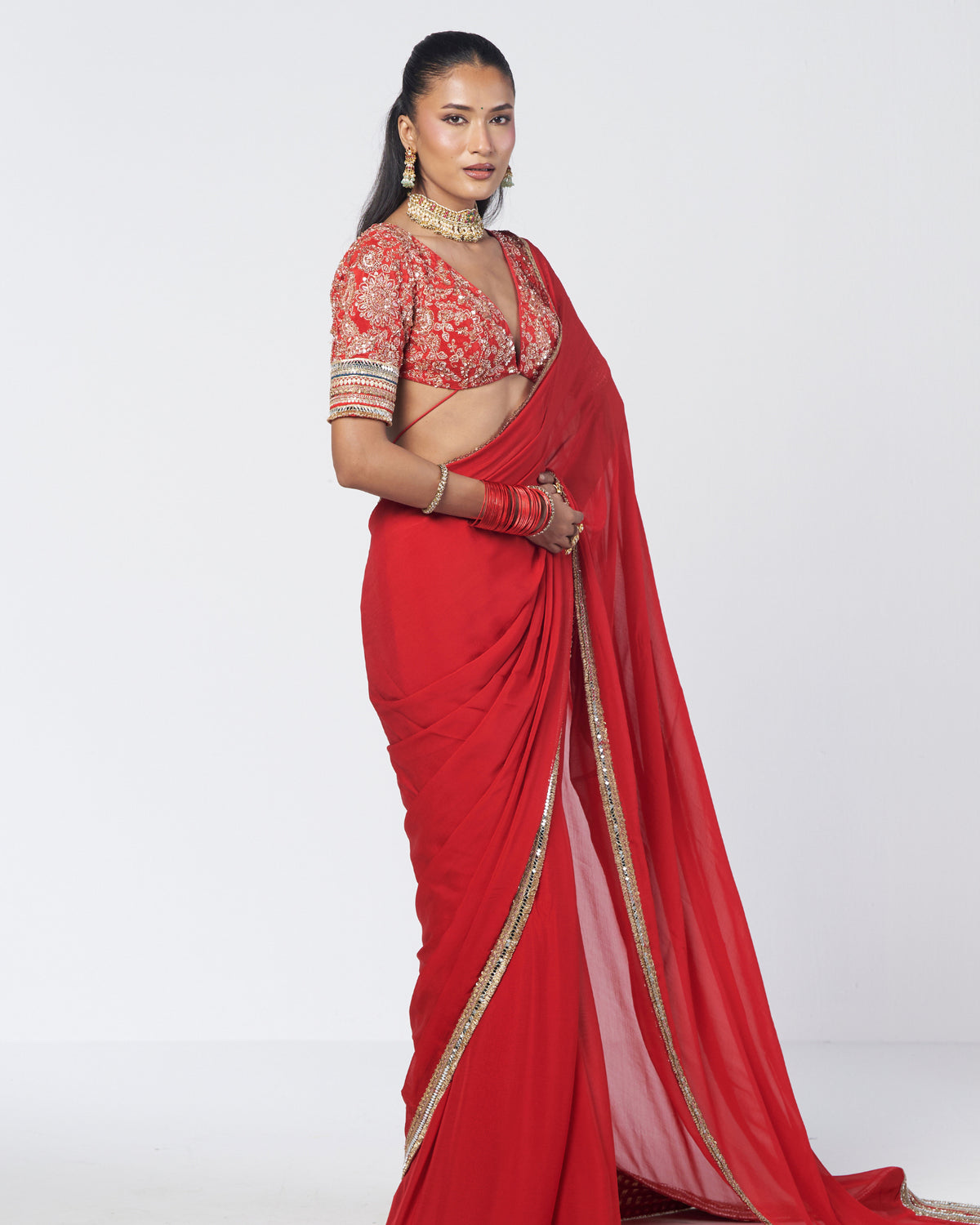Tabasco Red Clarie Sari Set