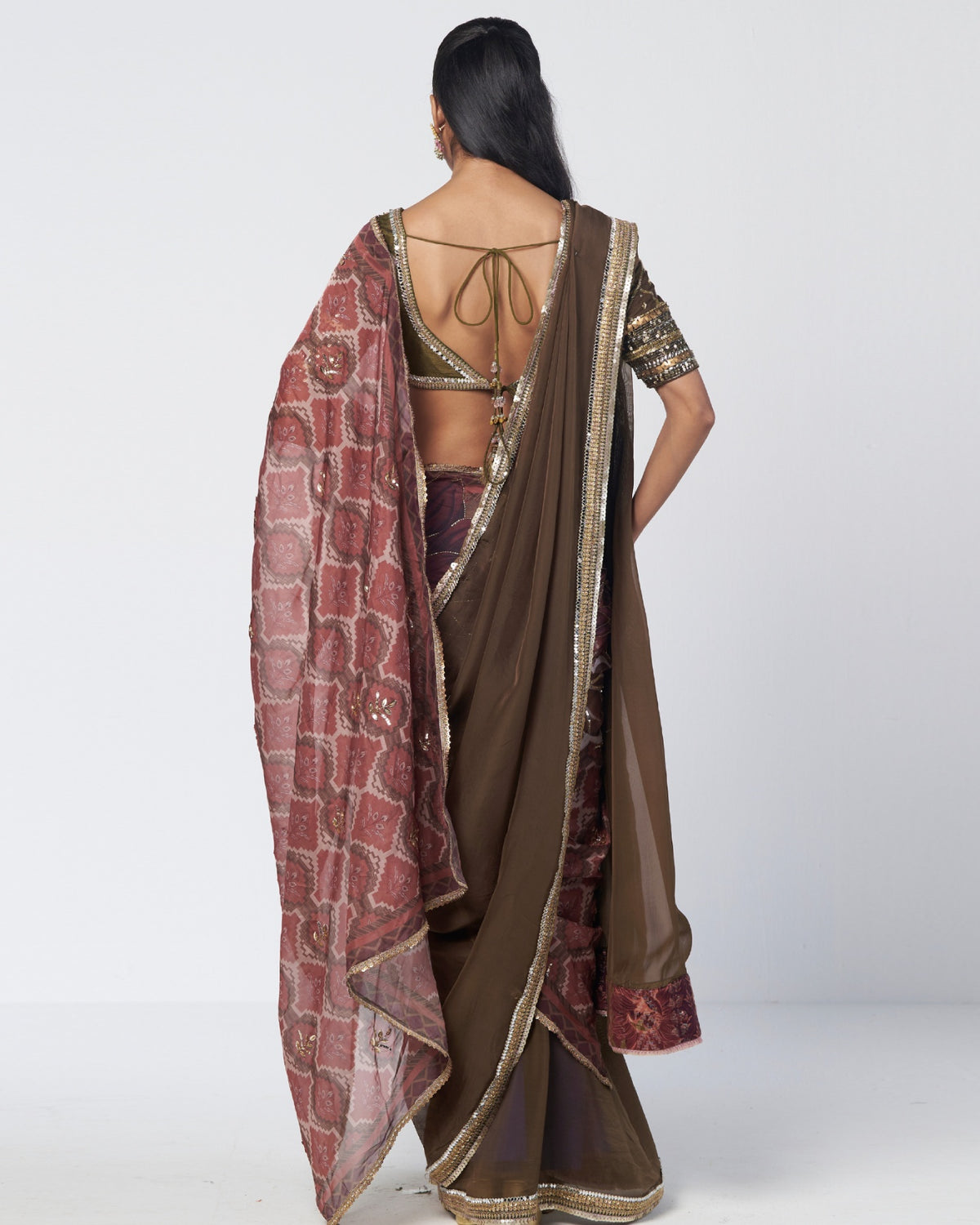 Olive Goblet Sari Set