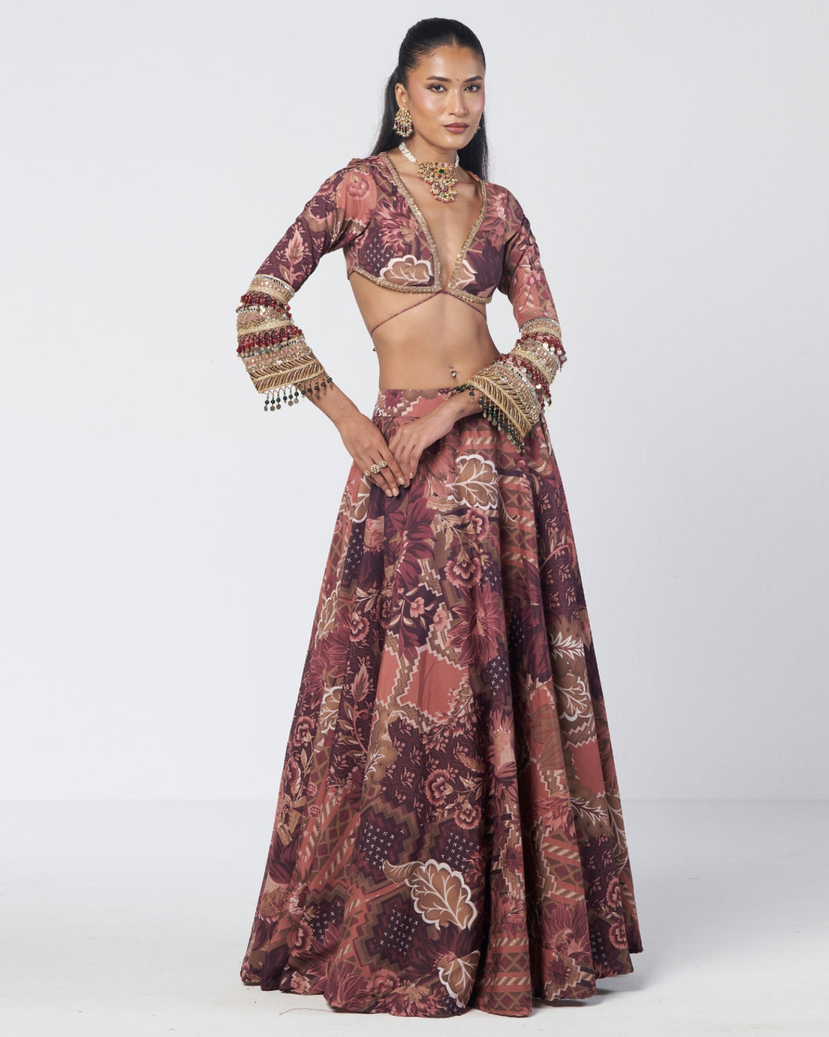 Mocha Armlet Skirt Set
