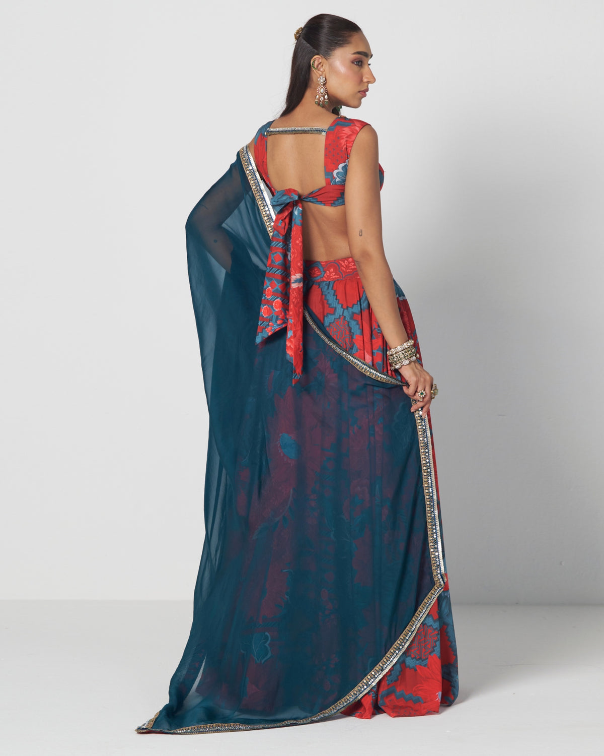 Tabasco Red Boho Lehenga Set