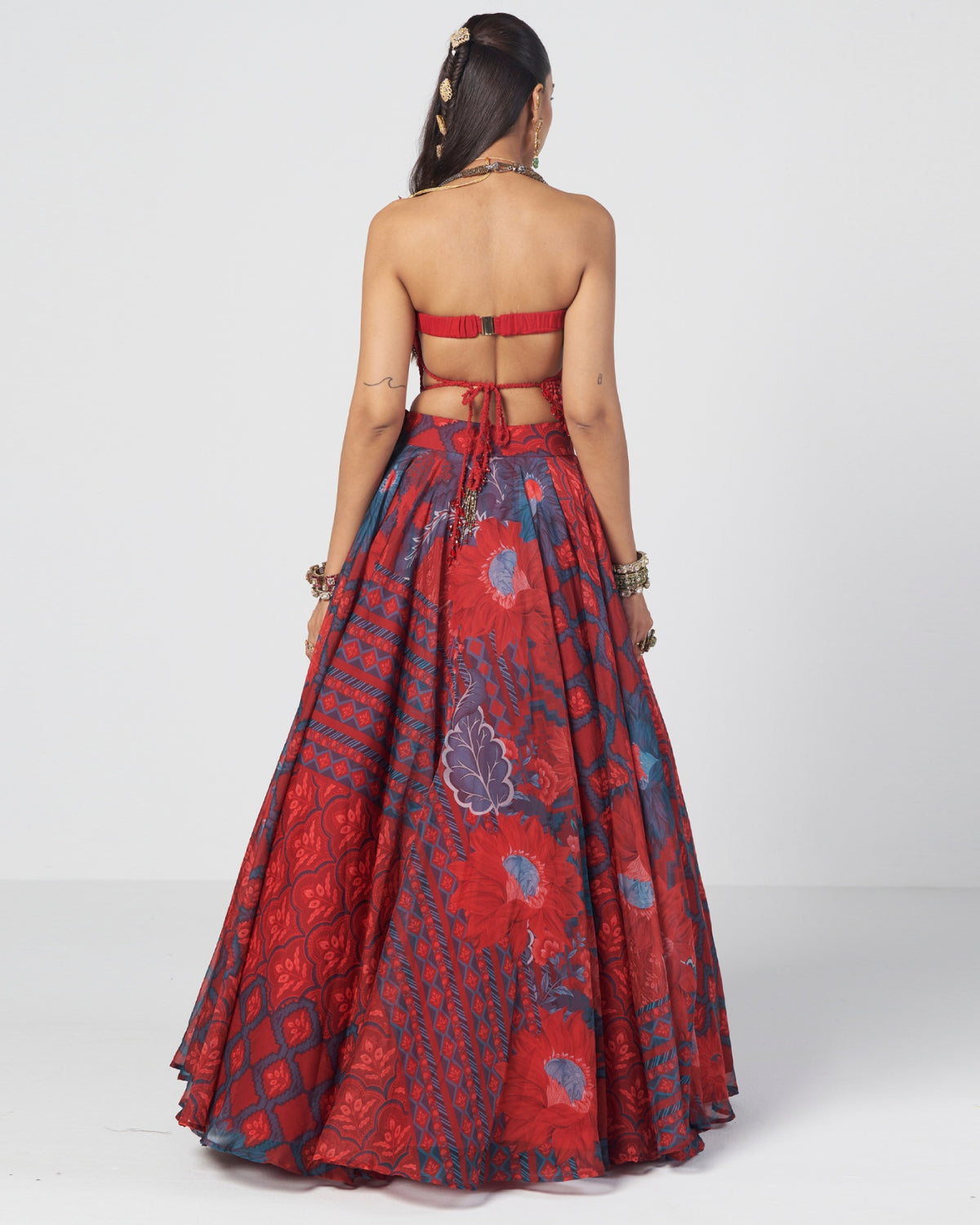 Tabasco Red Basque Corset Set