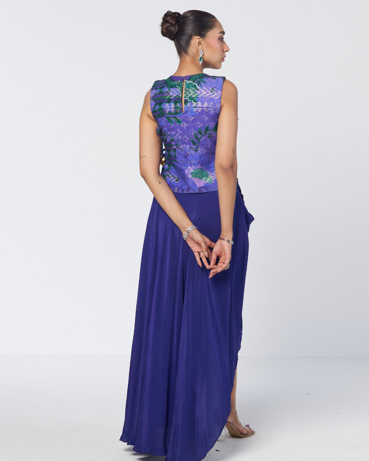 Rimjhim Gilet Drape Skirt Set