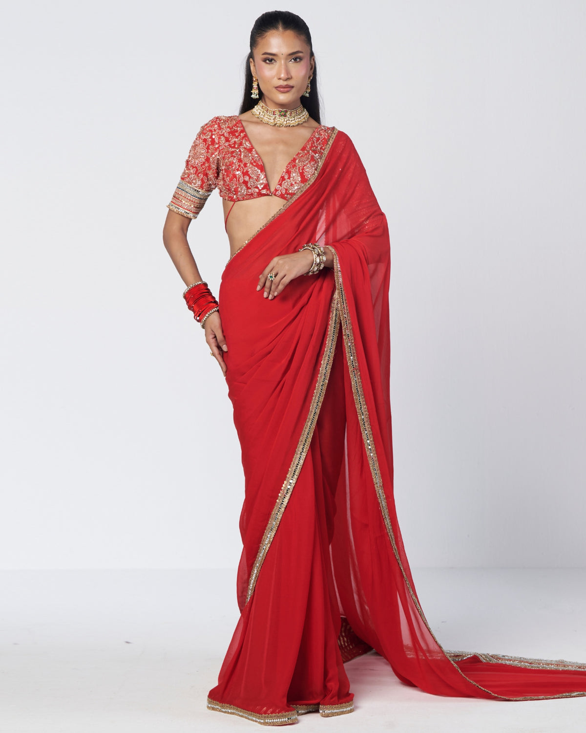 Tabasco Red Clarie Sari Set