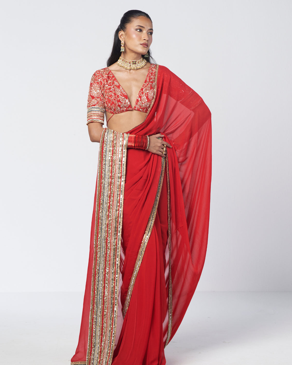 Tabasco Red Clarie Sari Set
