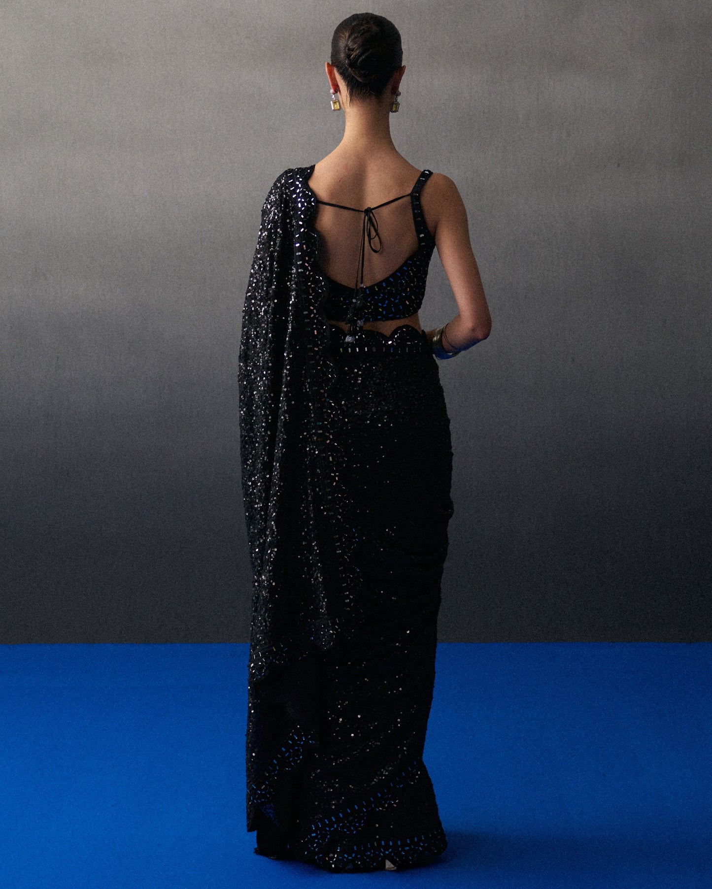 Black Sequins Sari