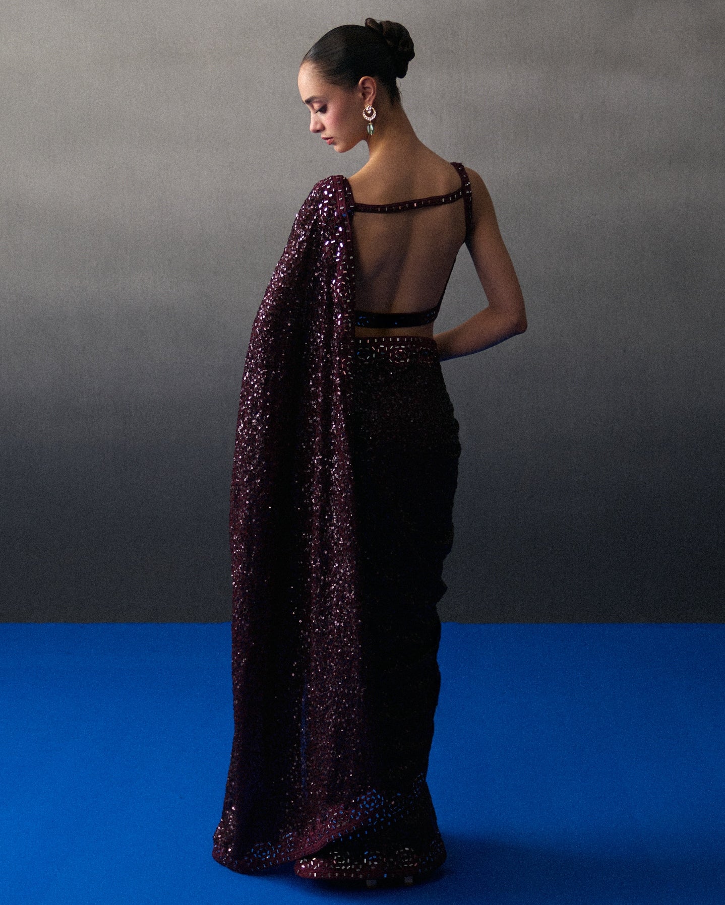 Crimson Sequins Sari