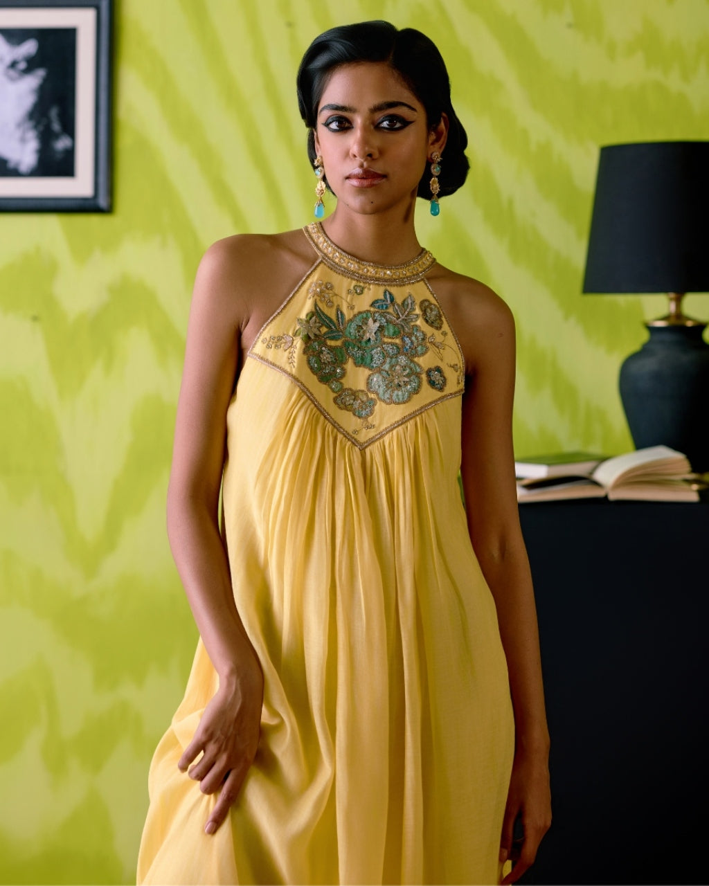 Buttercup Yellow Halter Neck Dress