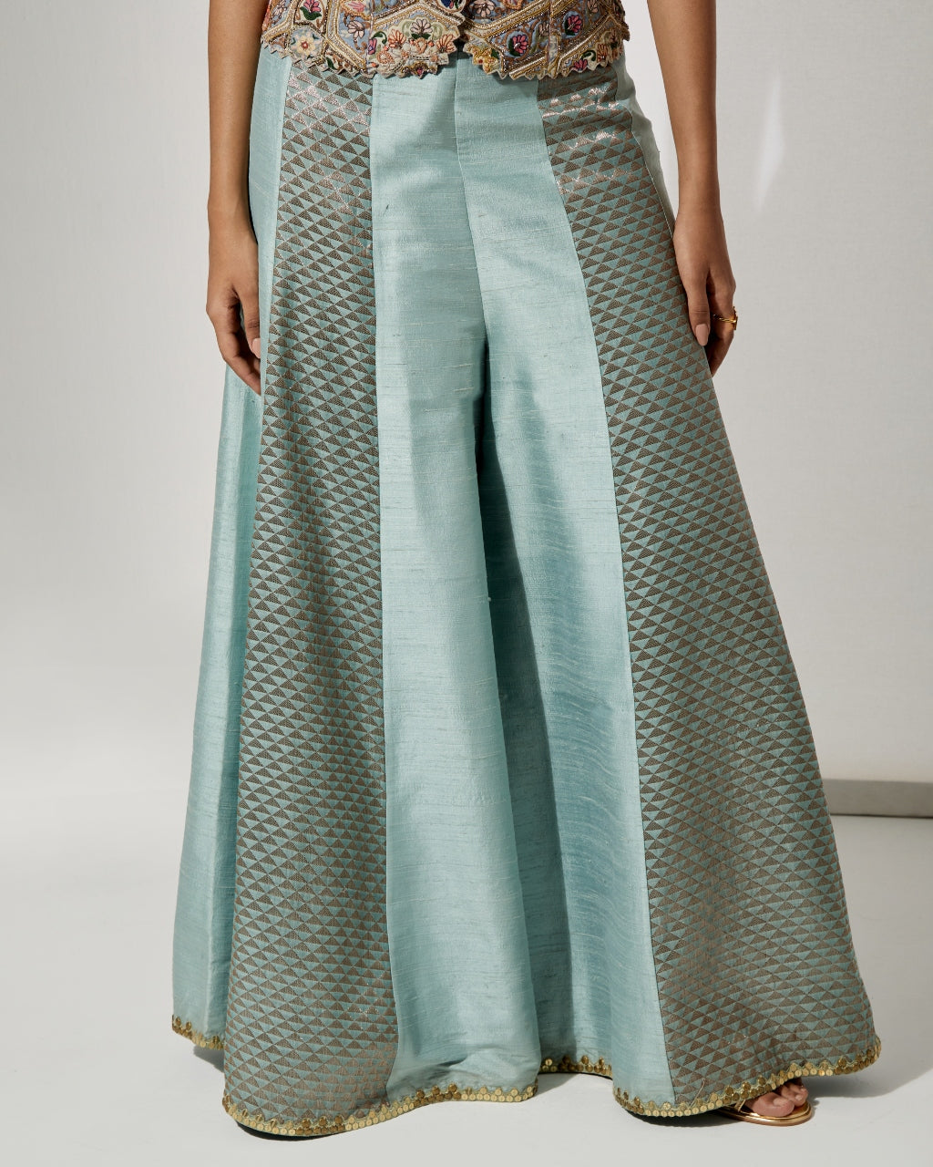 Powder Blue Embroidered Corset & Sharara Set
