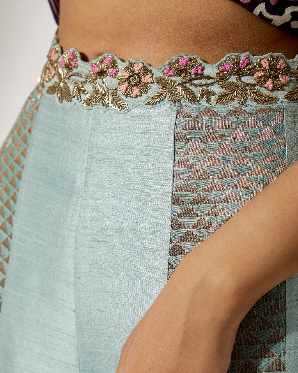 Powder Blue Embroidered Corset & Sharara Set