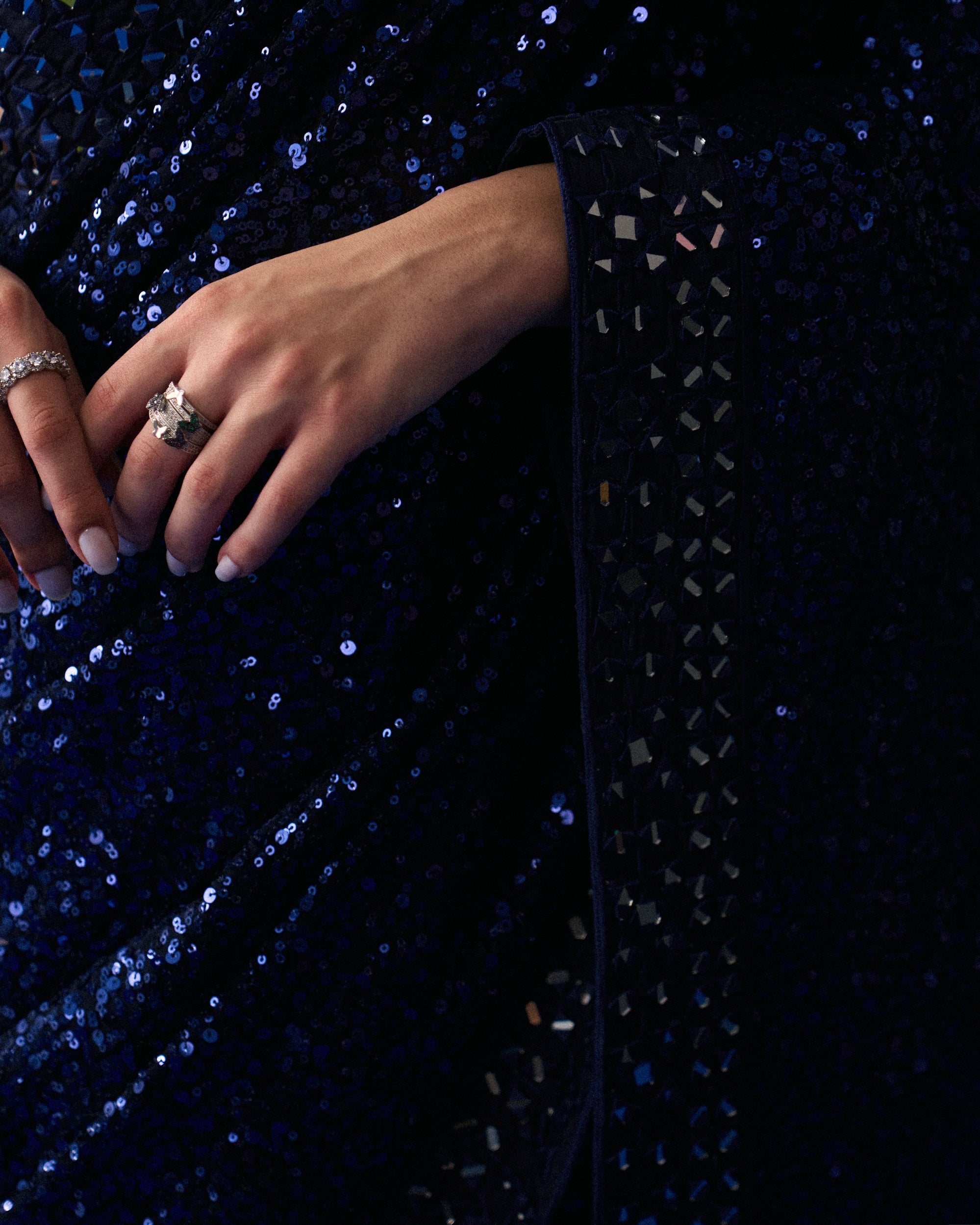 Midnight Blue Sequins Sari