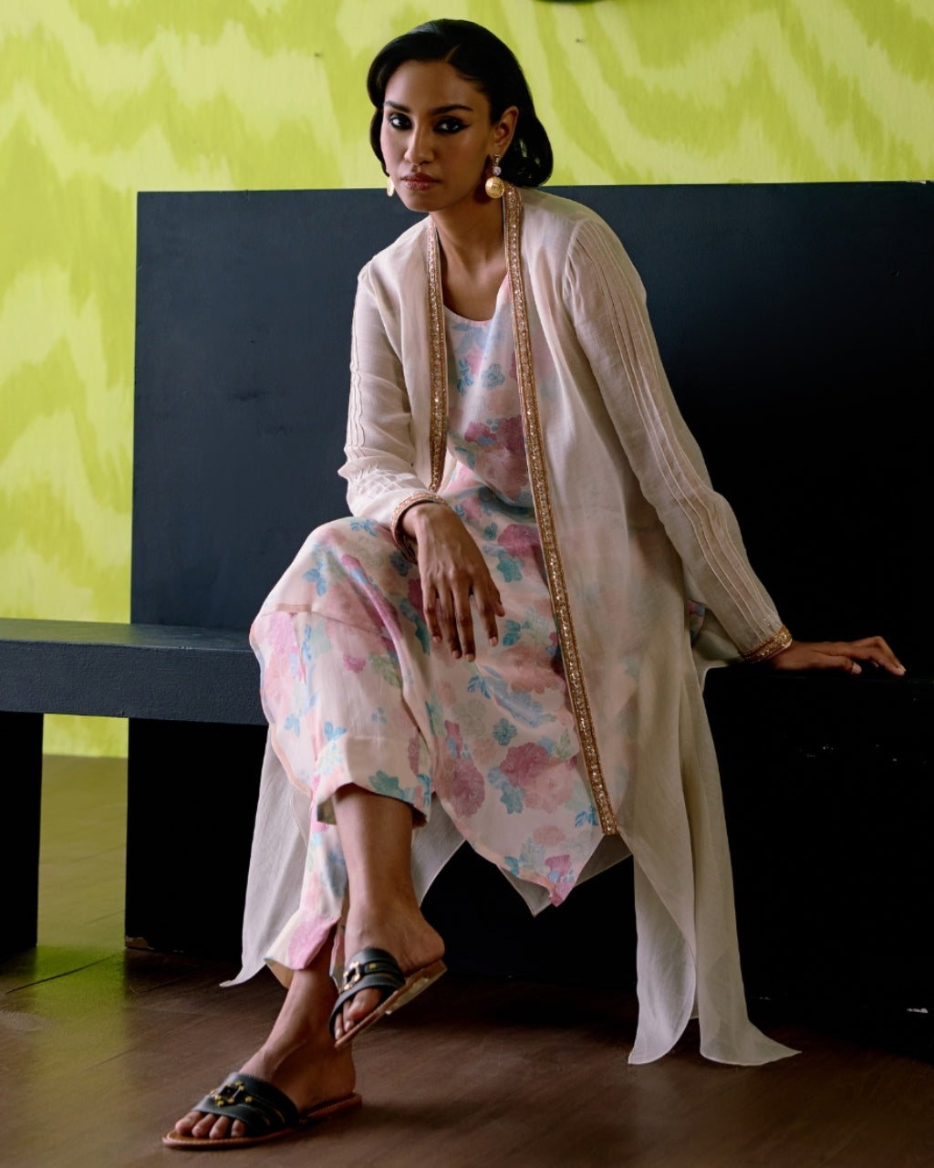 Ivory Overlay Jacket Set