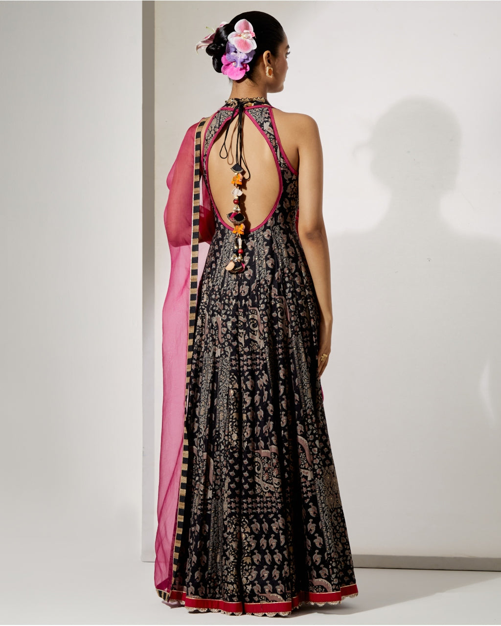 Noir Zari Silk Anarkali Set
