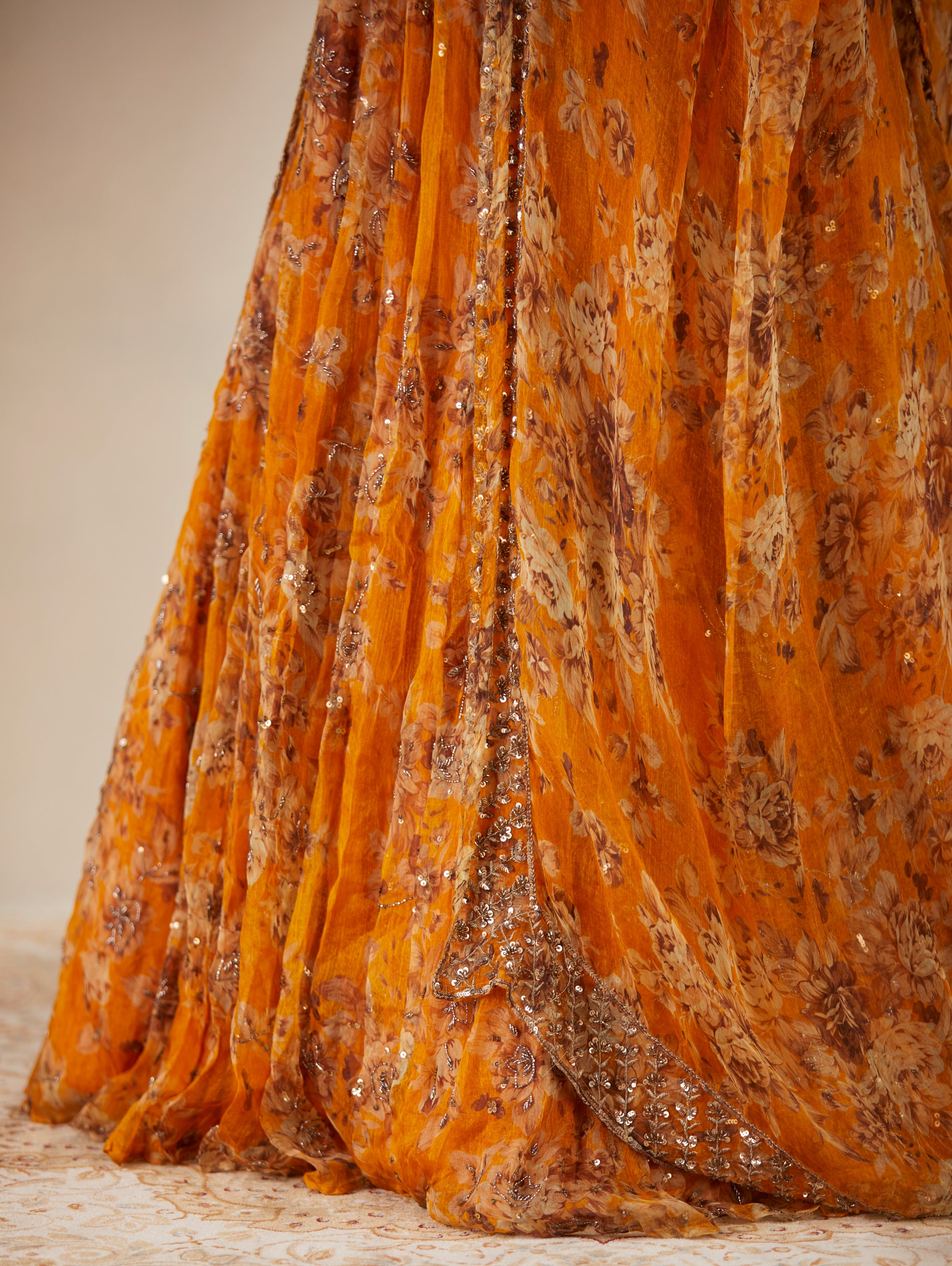 Mustard Floral Lehenga Set