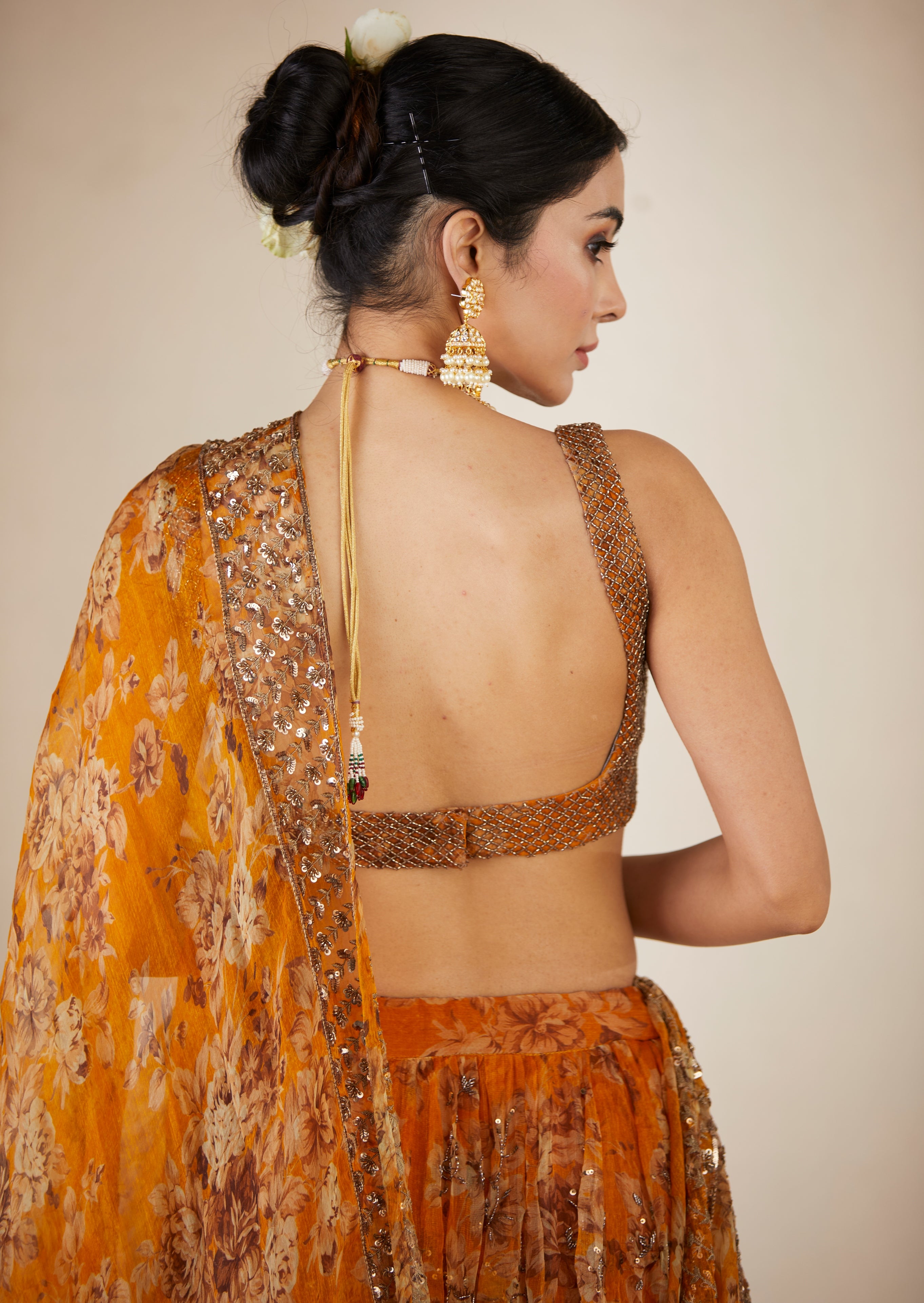 Mustard Floral Lehenga Set